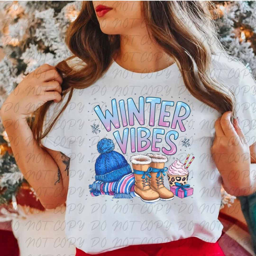 Winter vibes pink and blue (vintage) 67308 DTF transfer
