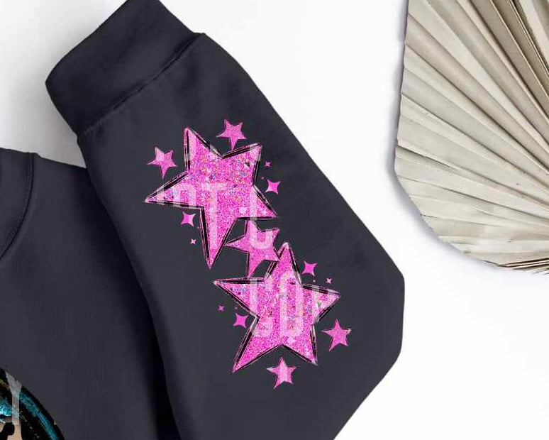 Pink glitter star sleeve (caplinger) 70867 DTF transfer