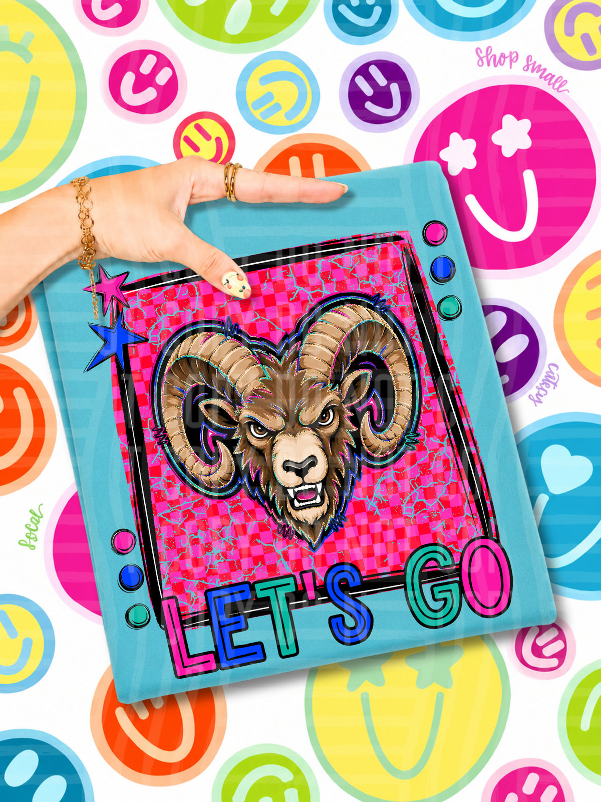 Lets go rams candy mascots (Caplinger) DTF transfer