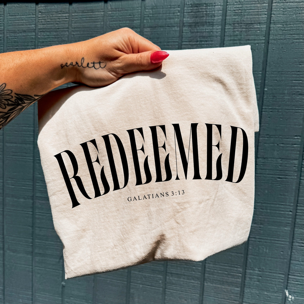 Redeemed arched BLACK DTF Transfer