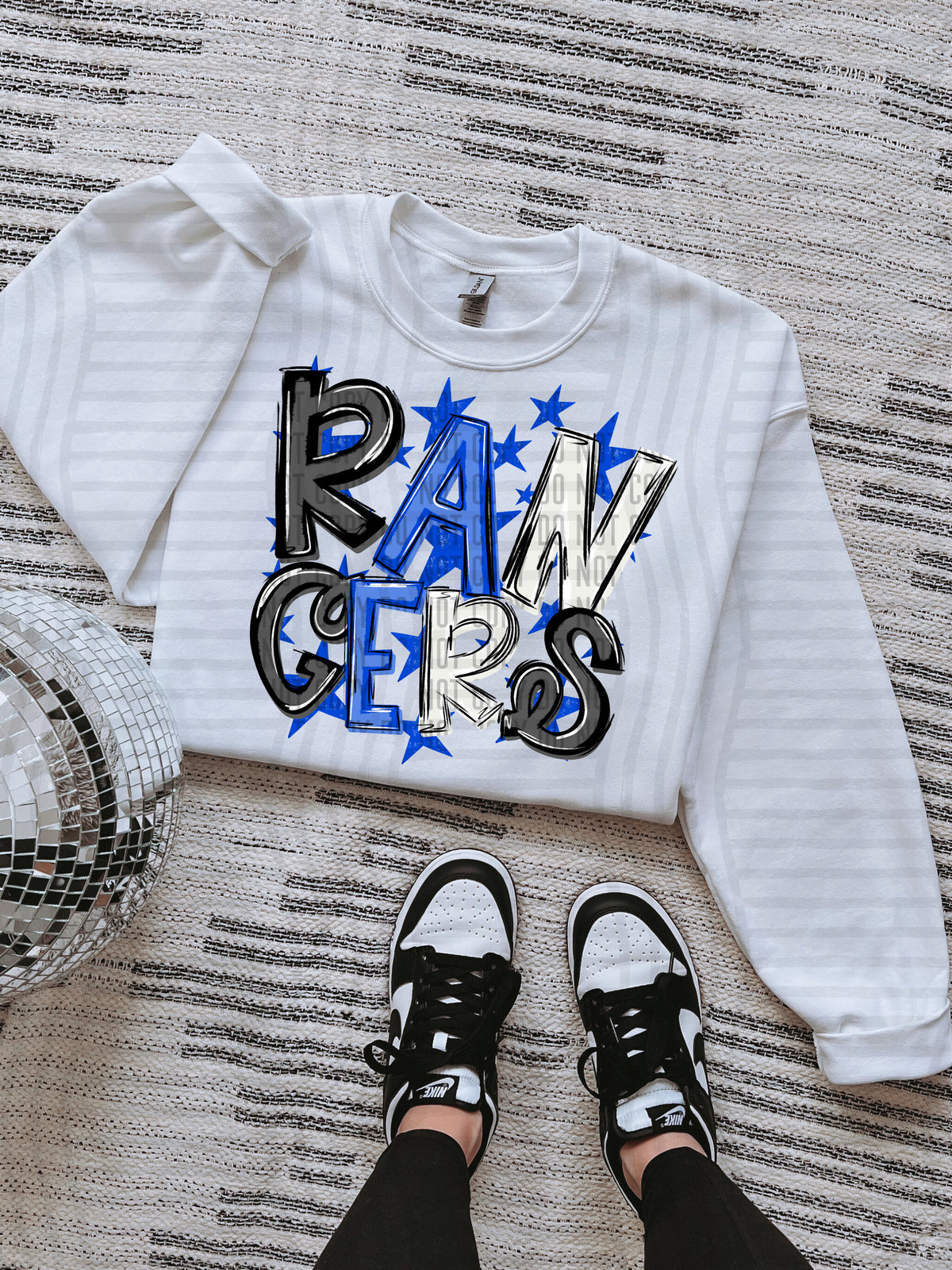 rangers black and blue with blue stars (caplinger) DTF Transfer