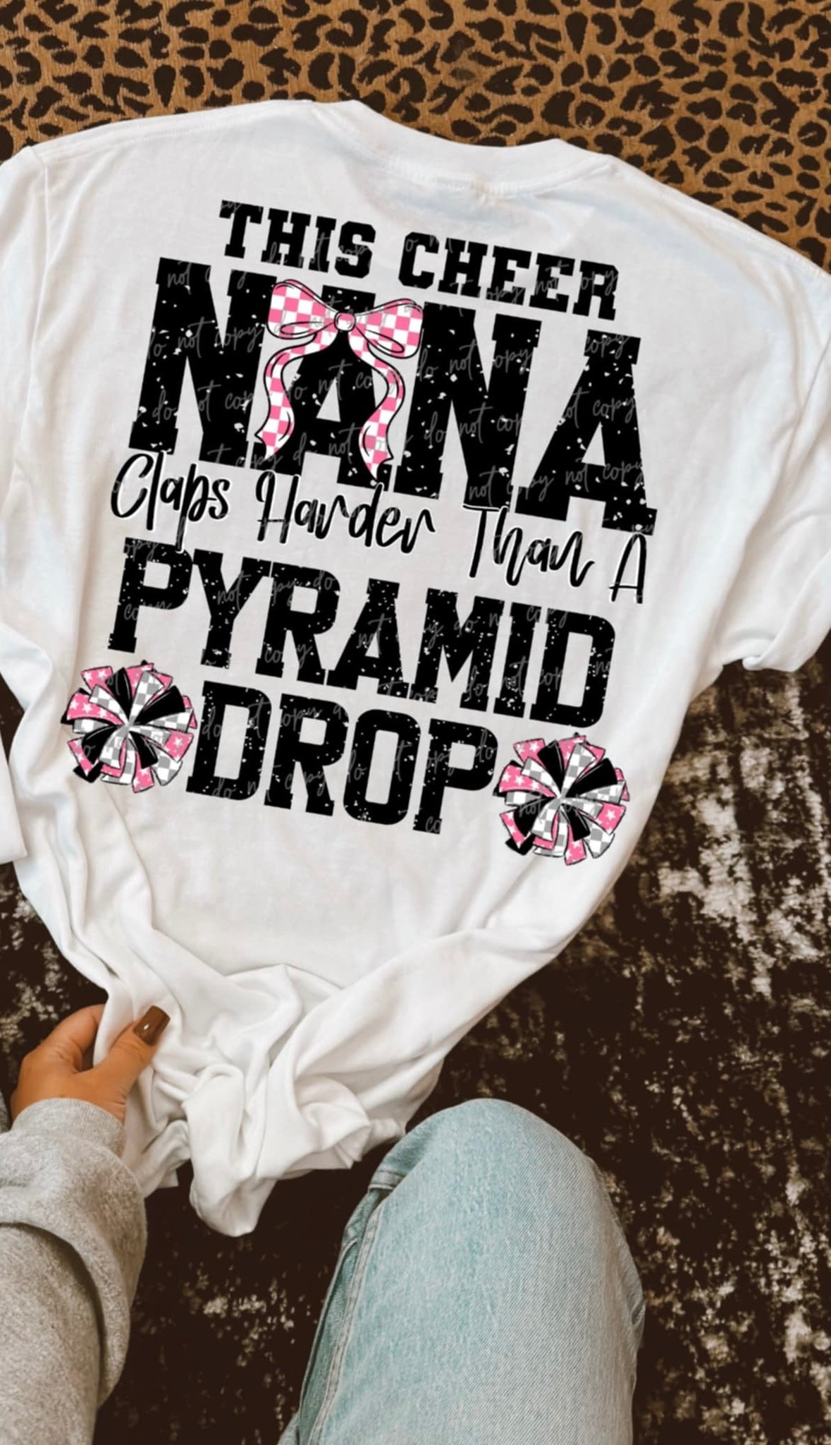 This cheer nana claps harder than a pyramid drop BOW (VIRGO) 90620 DTF transfer