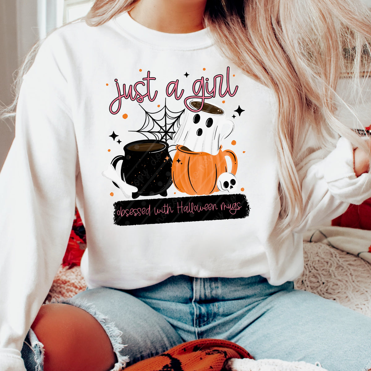 Just a girl Halloween mugs exclusive DTF Transfer