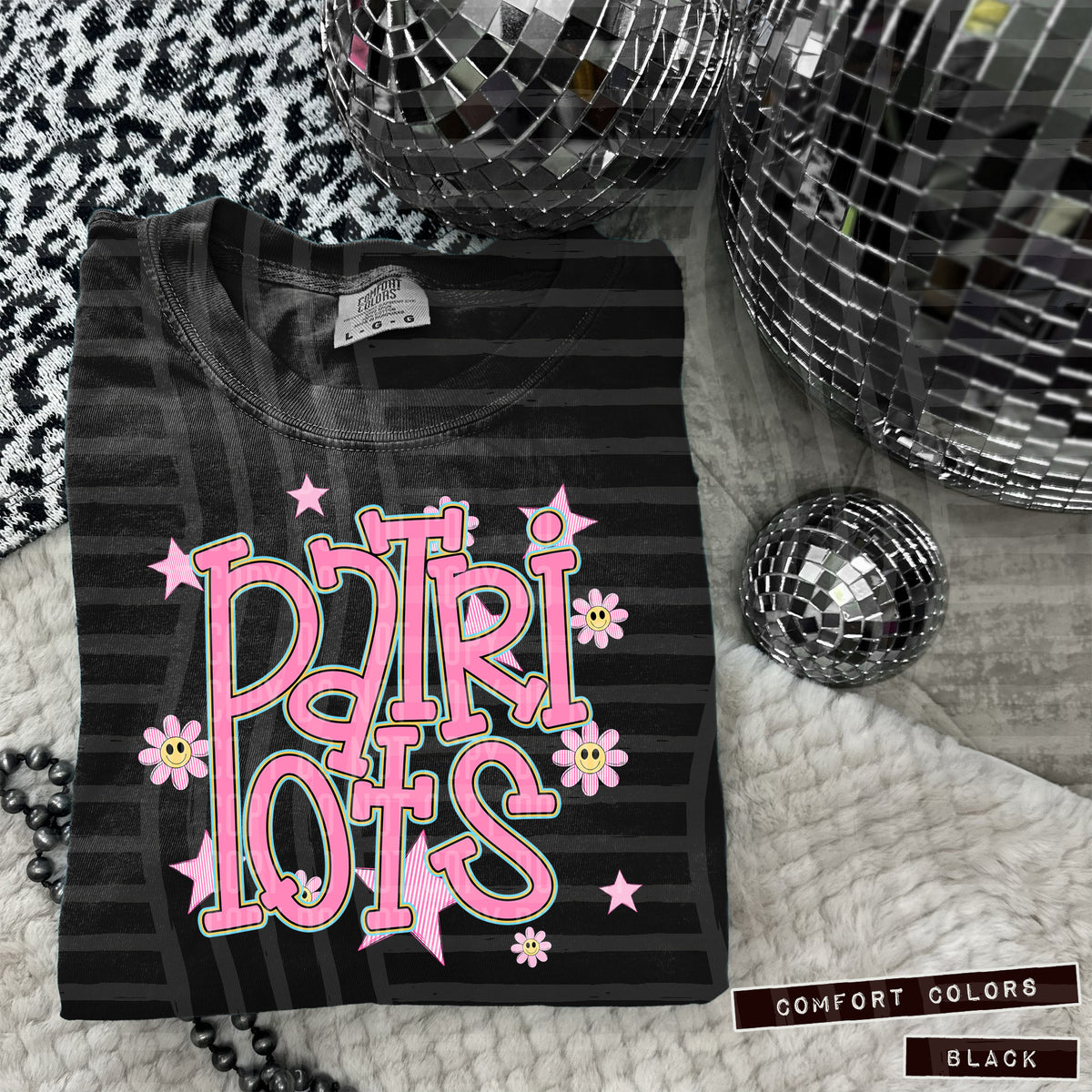 Patriots Pink Flowers And Stars 104999 DTF transfer
