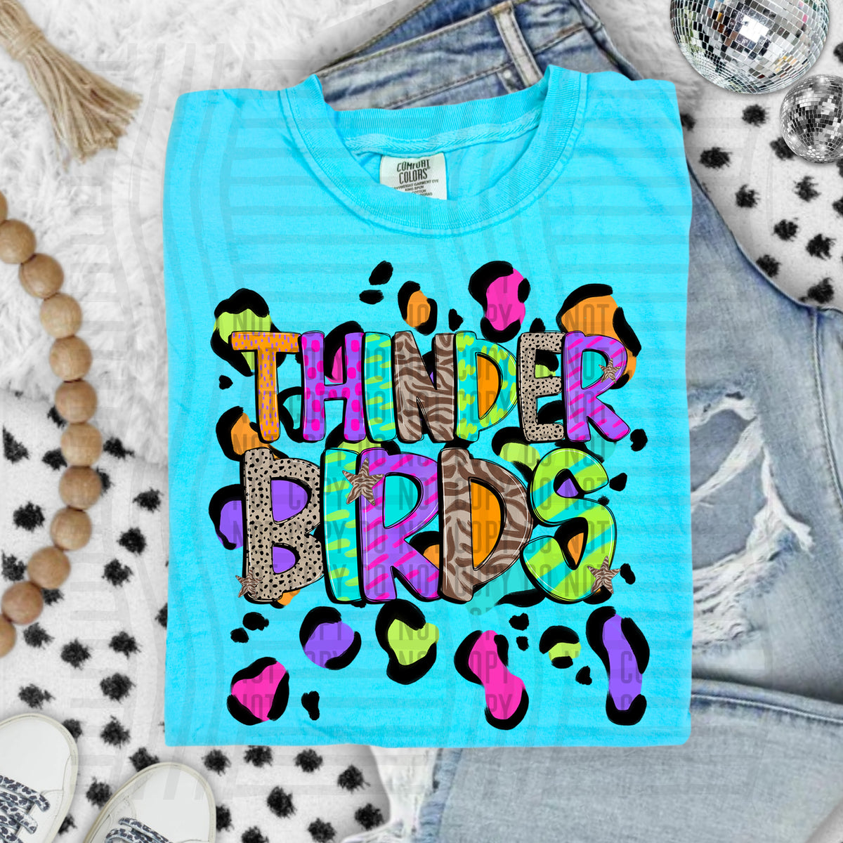 Thunderbirds Funky Mix Up Leopard Mascot (Caplinger) DTF transfer