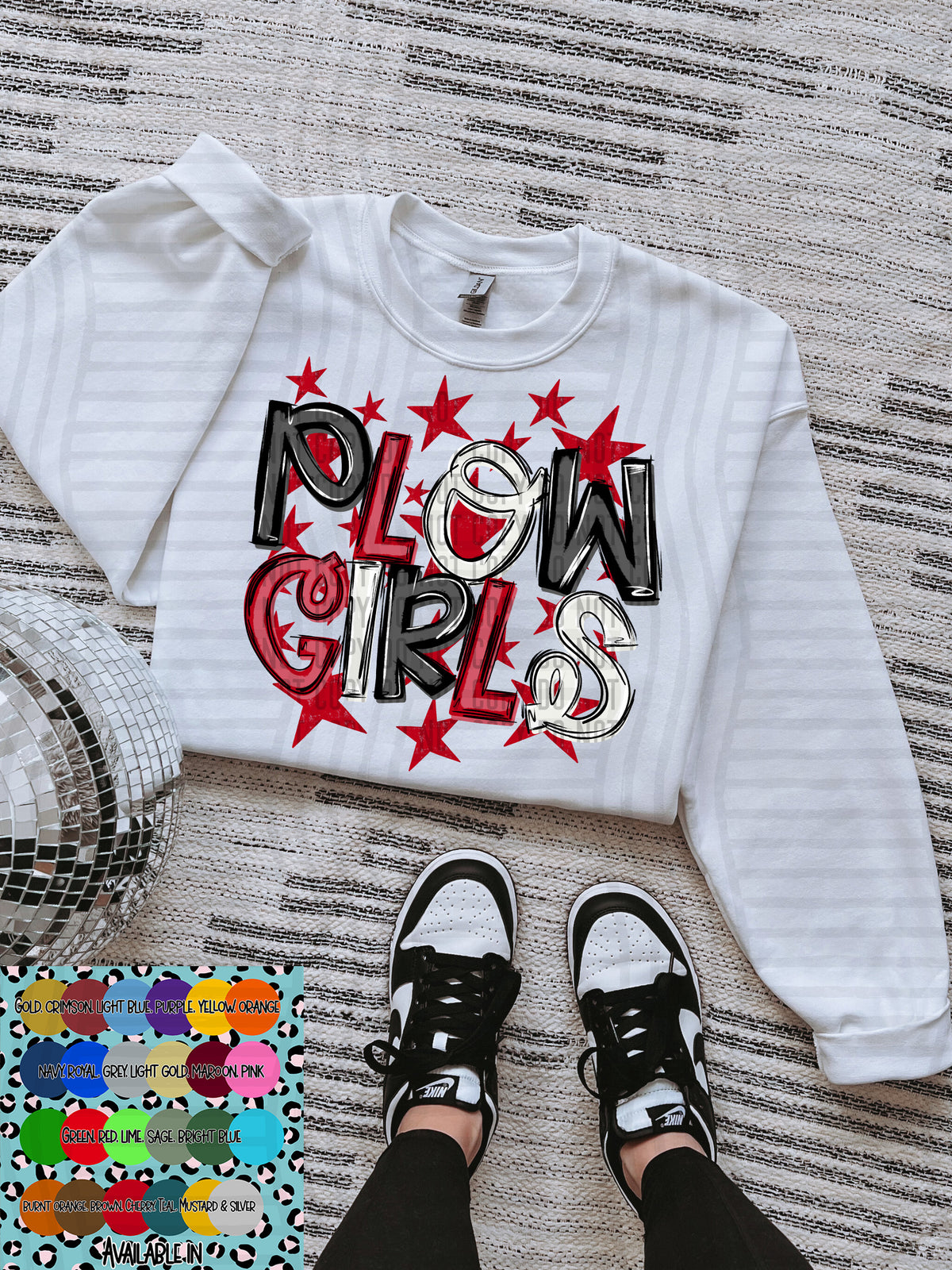 plowgirls black white and red with red stars (Caplinger) DTF Transfer
