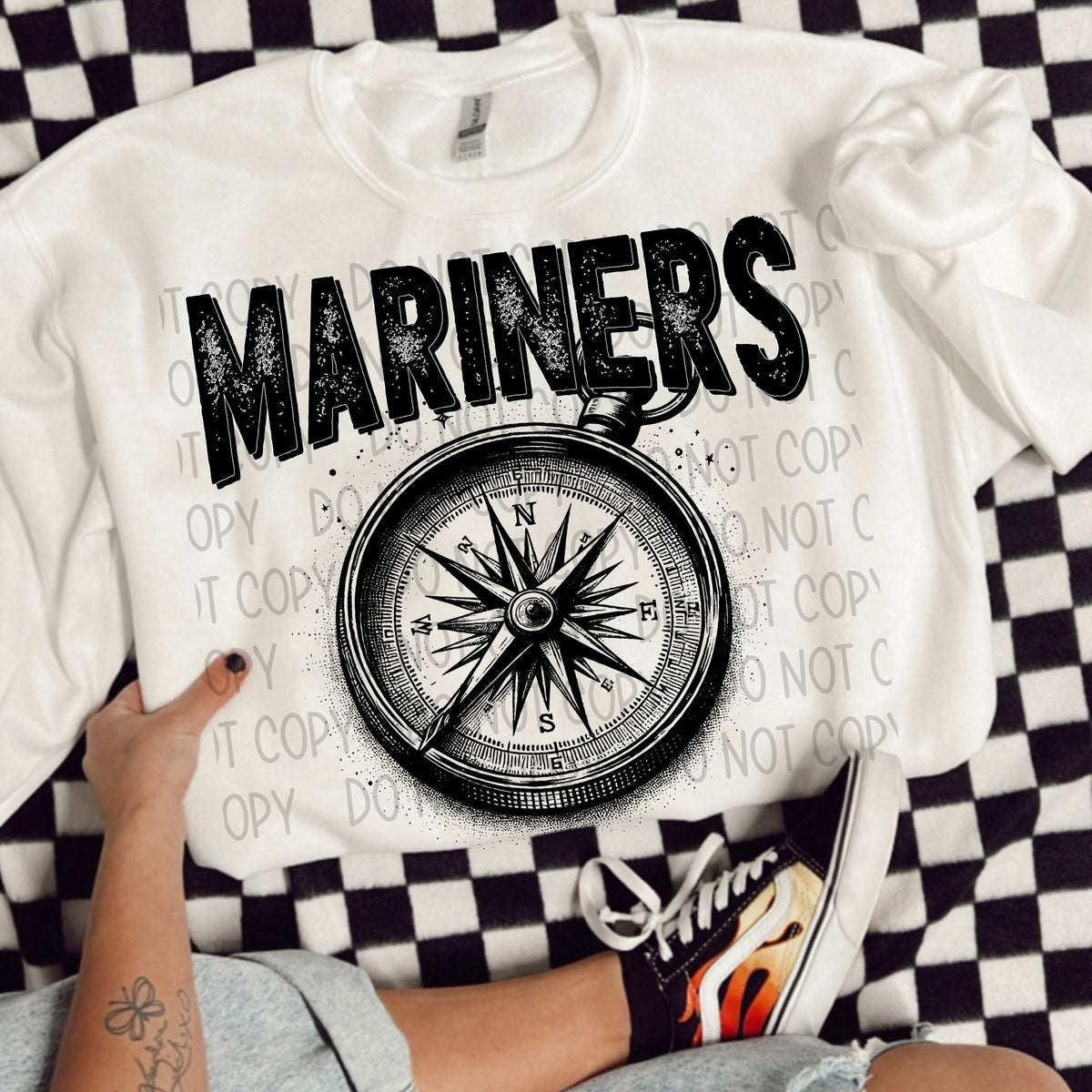 Mariners black/white outline DTF transfer