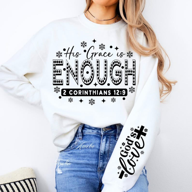 His grace is enough BLACK FRONT 75956 DTF transfer