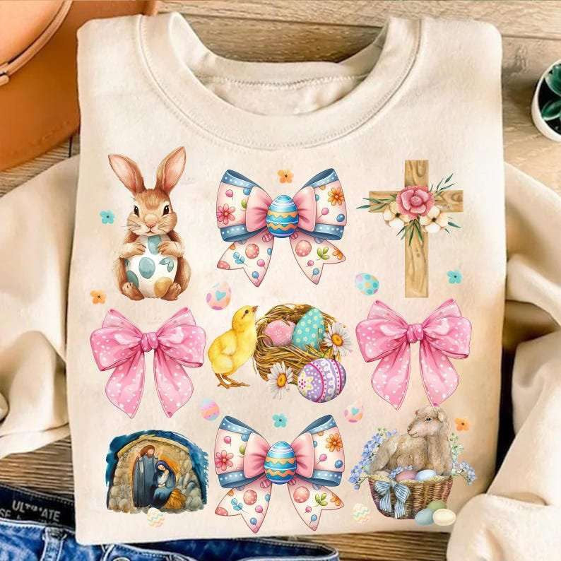 Bow and easter collage 84368 DTF transfer