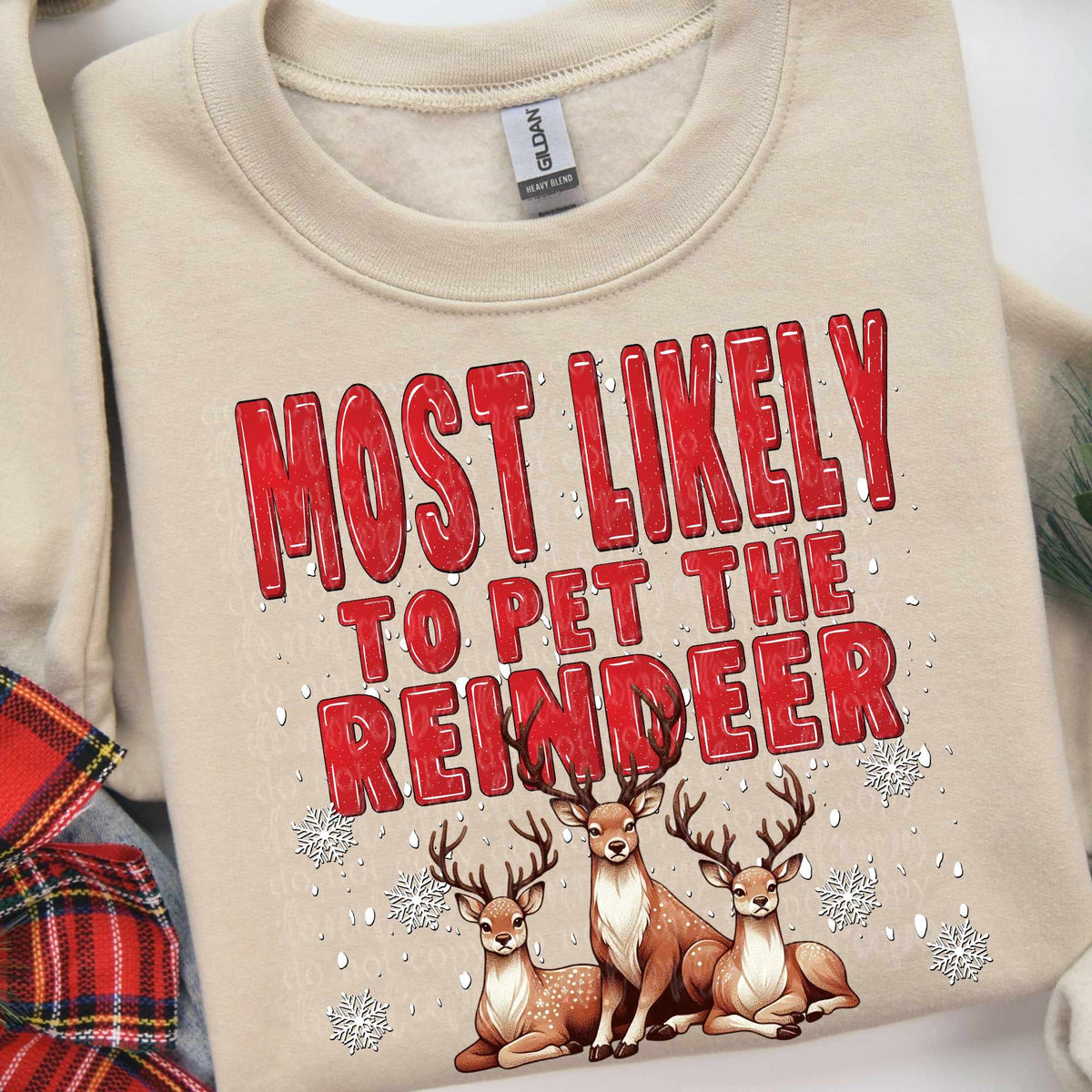 Most likely to pet the reindeer 64720 DTF transfer