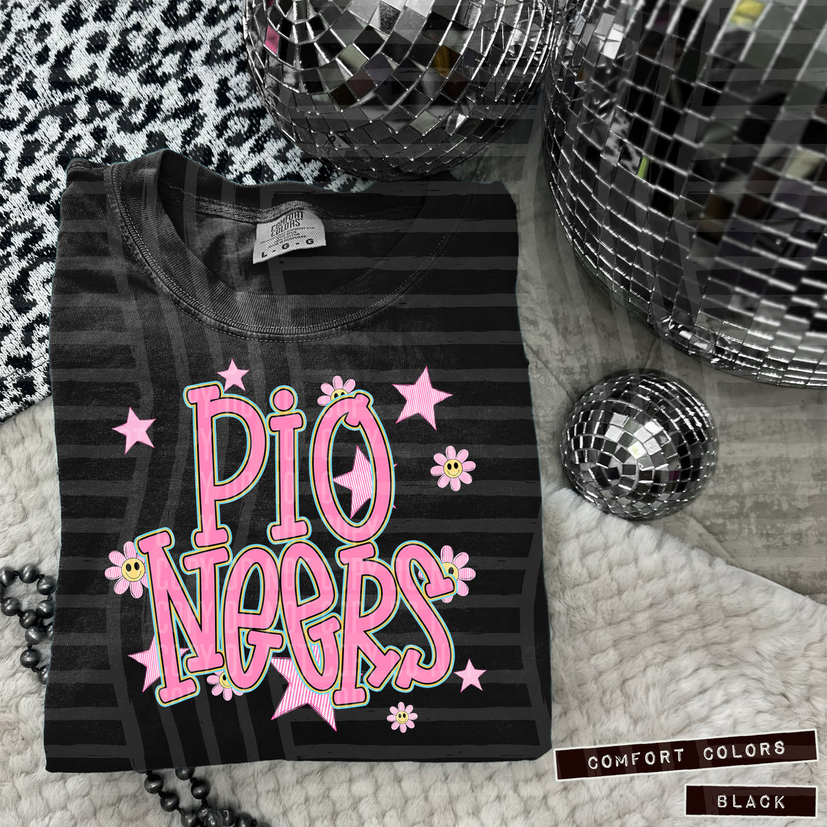 Pioneers Pink Flowers And Stars 108000 DTF transfer