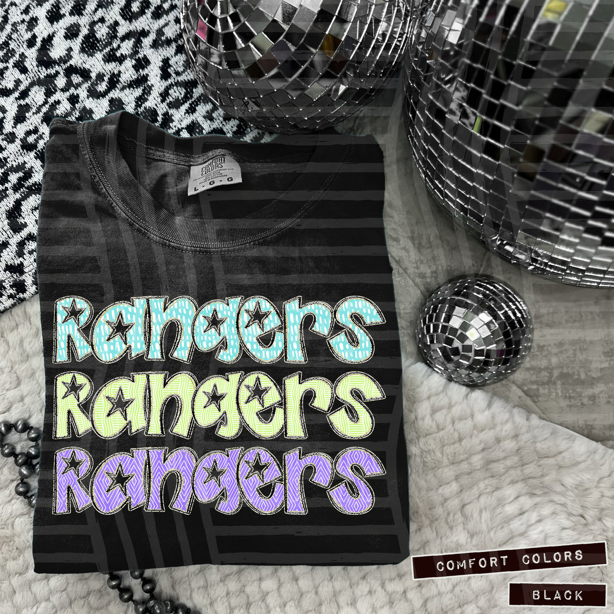 Rangers Pastel Star Stacked (Caplinger) 101652 DTF transfer