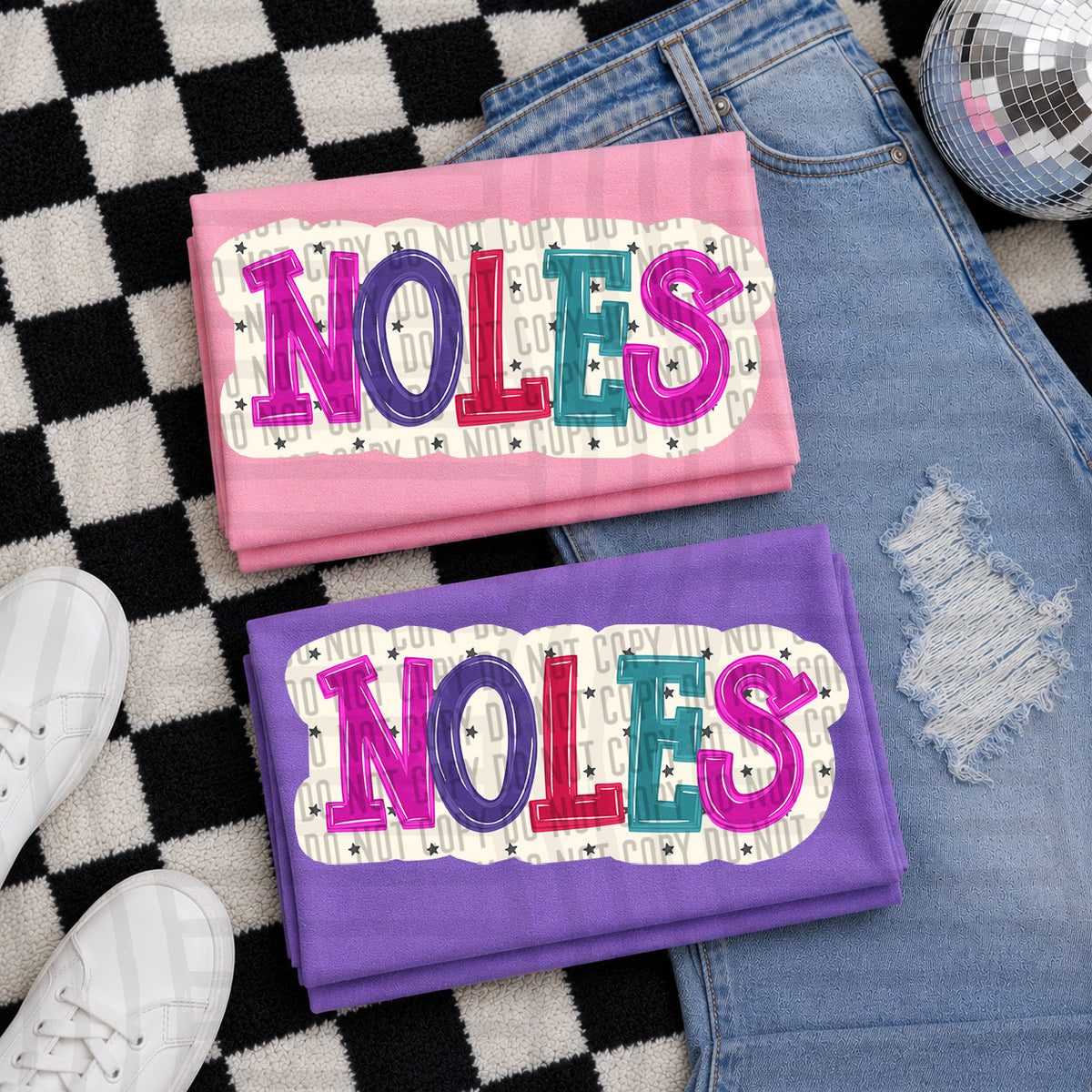 noles bubble around letters with small stars (Caplinger) DTF Transfer