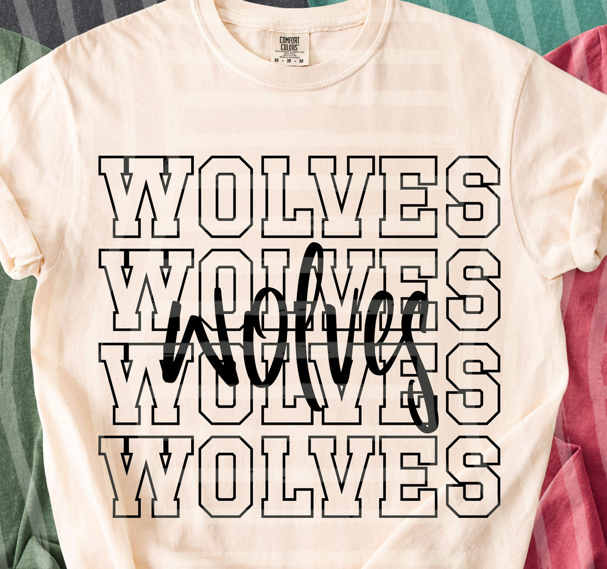 wolves simple stacked outlines (Caplinger) DTF Transfer