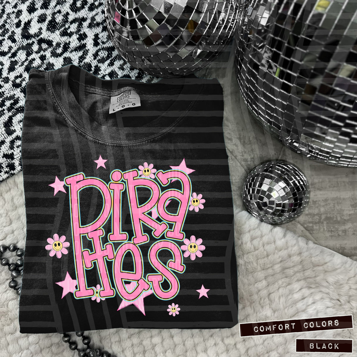 Pirates Pink Flowers And Stars 108001 DTF transfer