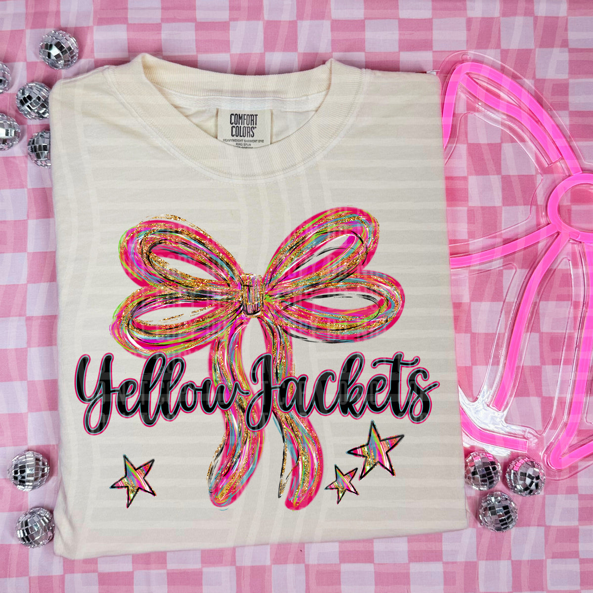 Yellow Jackets Whimsical Bow (caplinger) DTF transfer