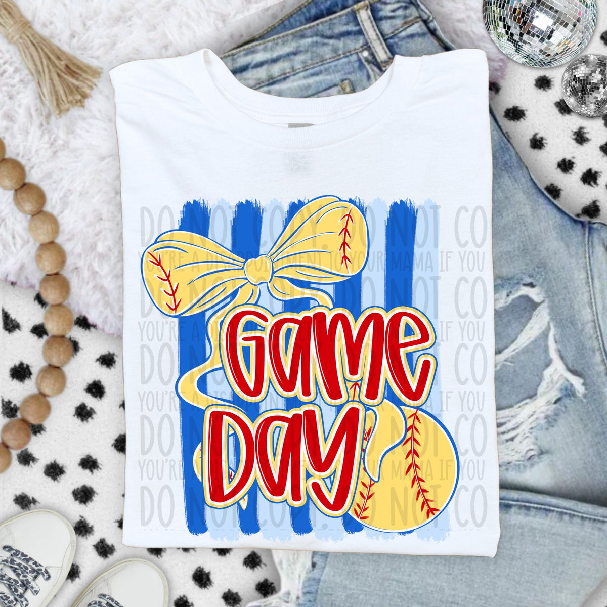 Game Day blue strips softball (SWD) DTF Transfer