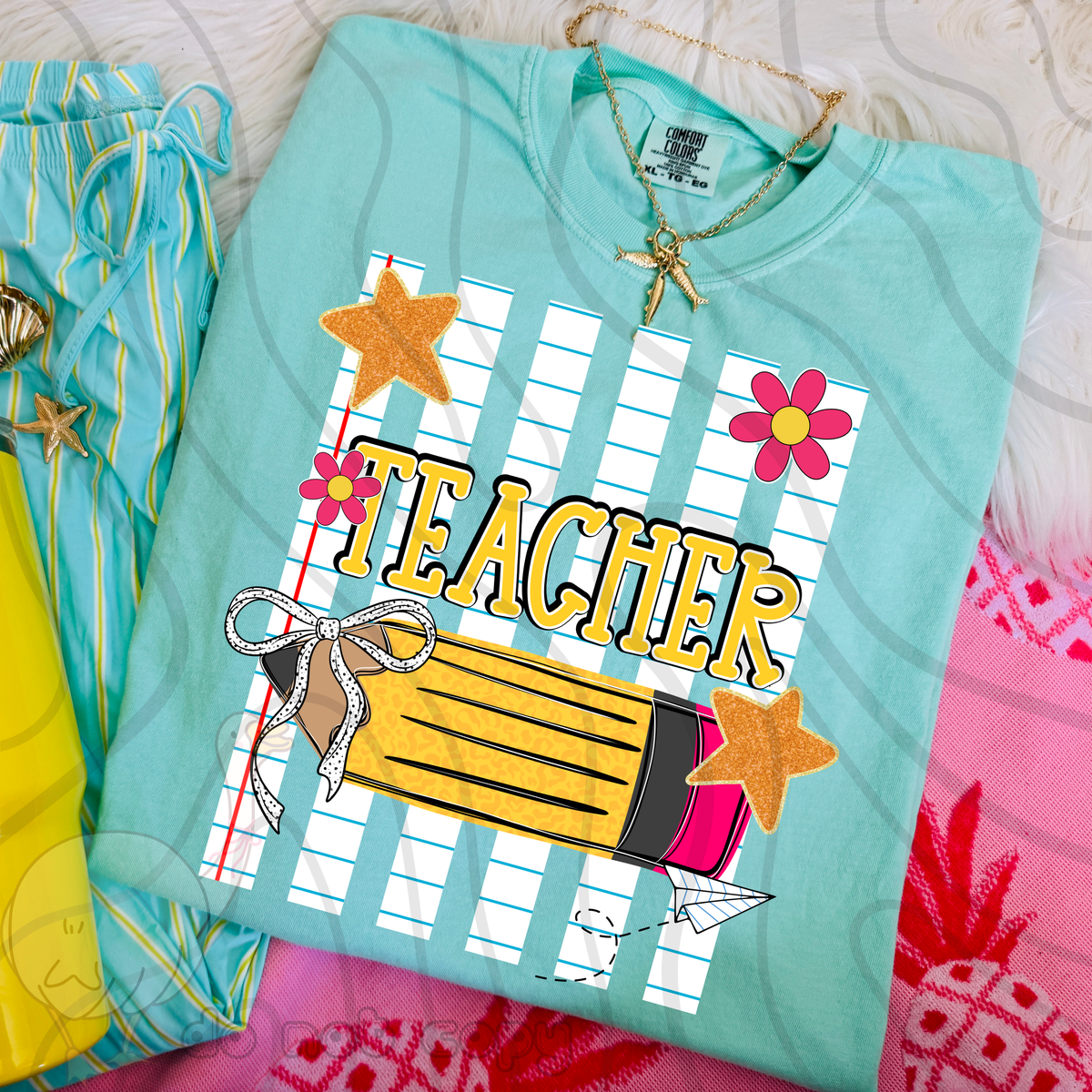 Teacher pencil stripes (DKD) DTF Transfer