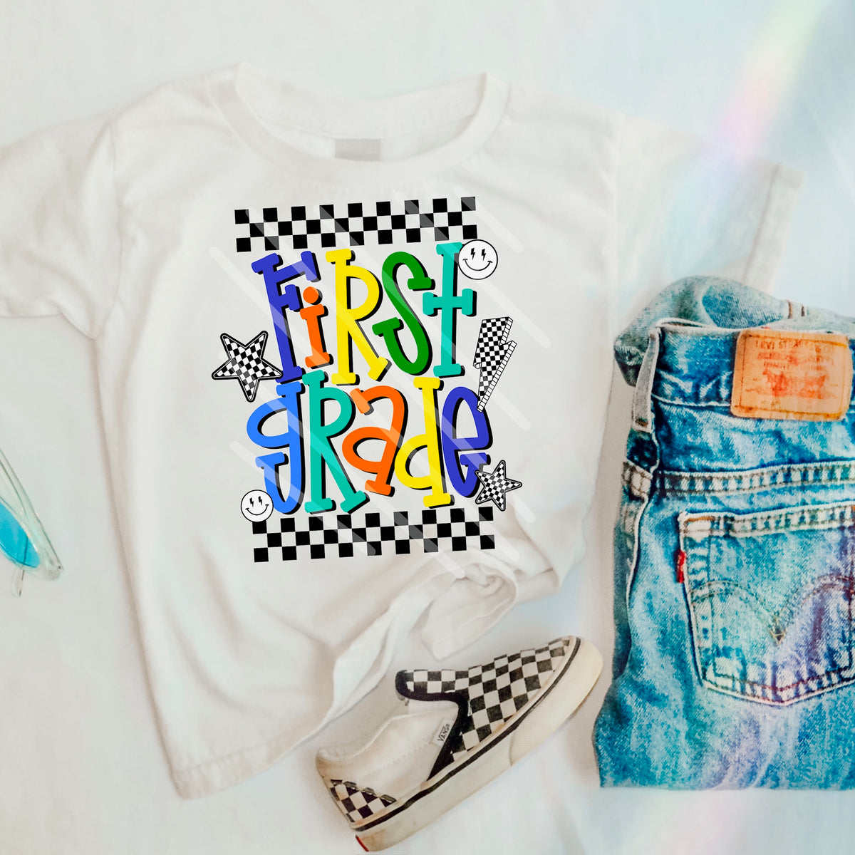 First Grade boy colors with doodles (saved) 114430 DTF transfer