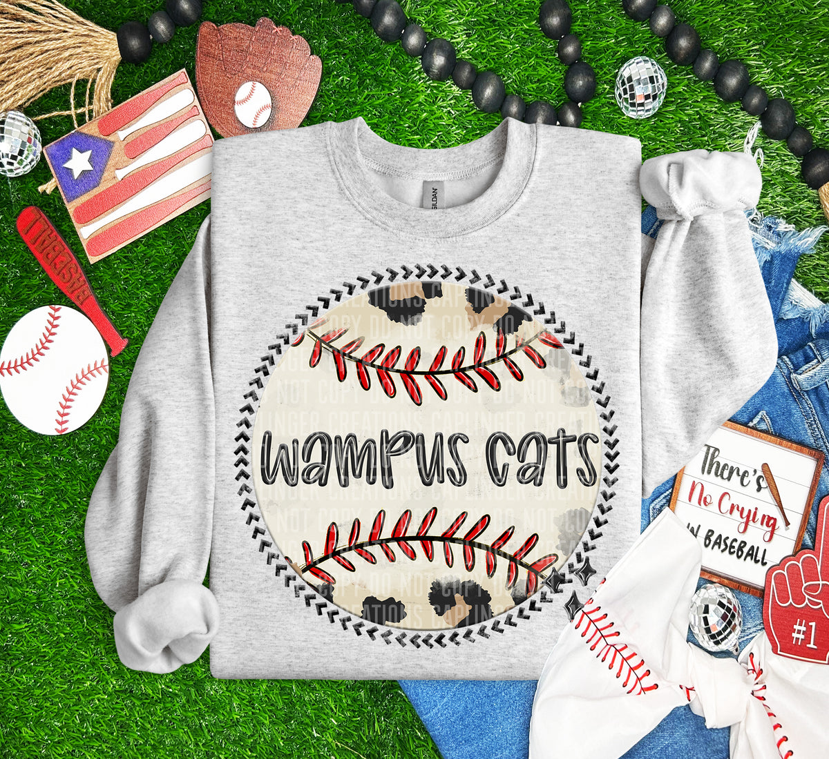 Wampus cats baseball background (Caplinger) DTF transfer