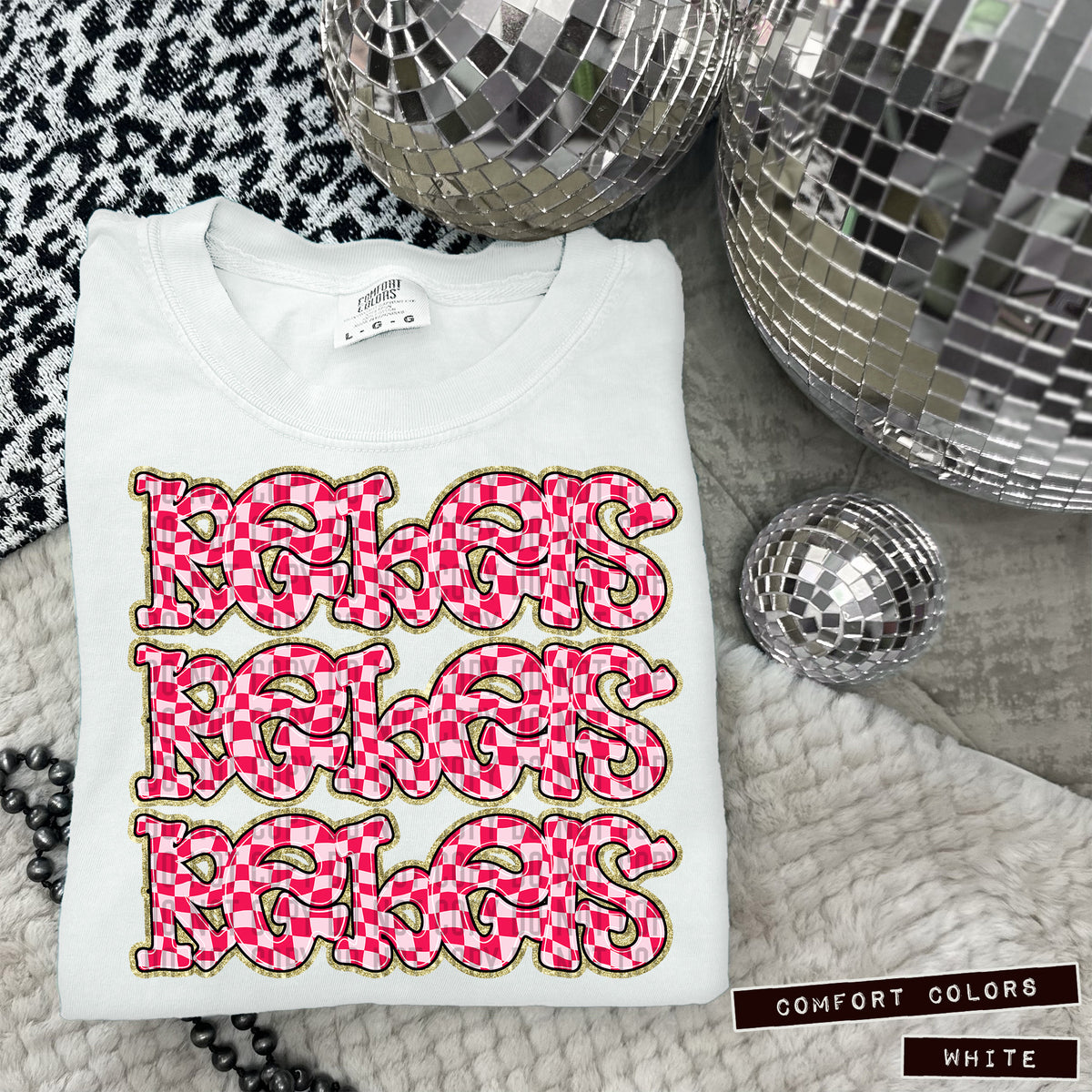 REBELS stacked pink checkered (Caplinger) DTF transfer