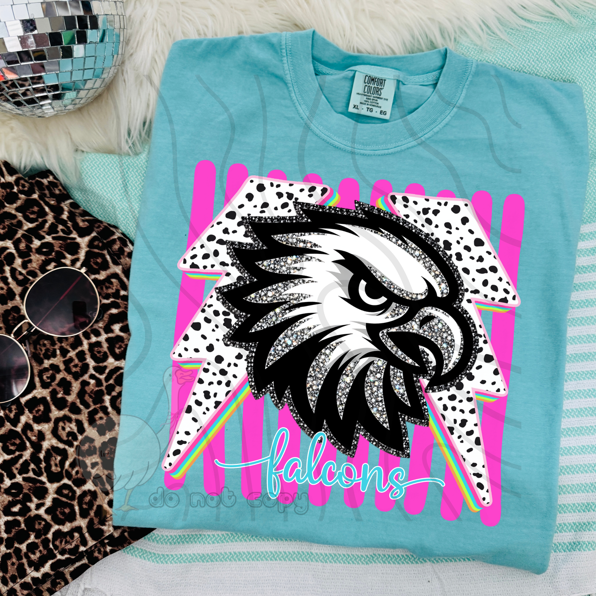Falcons Preppy Bling Mascot (DKDBK) DTF transfer