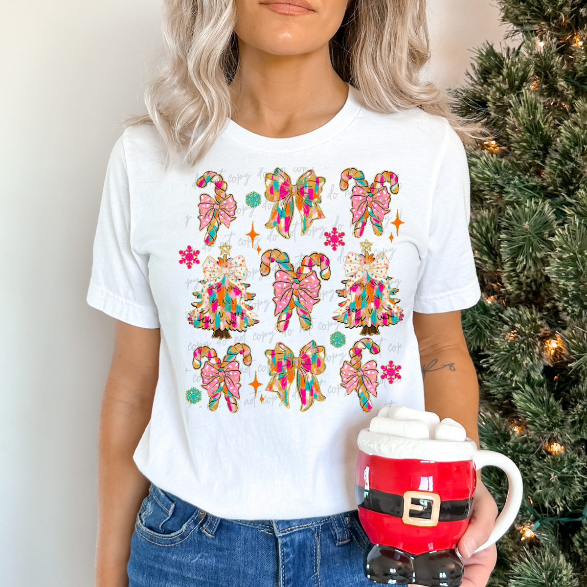 Candy Cane And Trees With Bows 117296 DTF Transfers