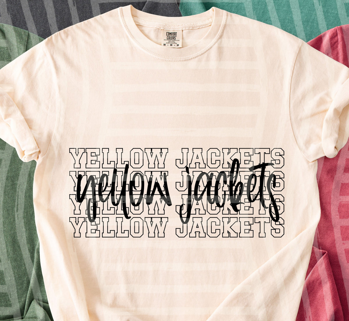 yellow jackets simple stacked outlines (Caplinger) DTF Transfer