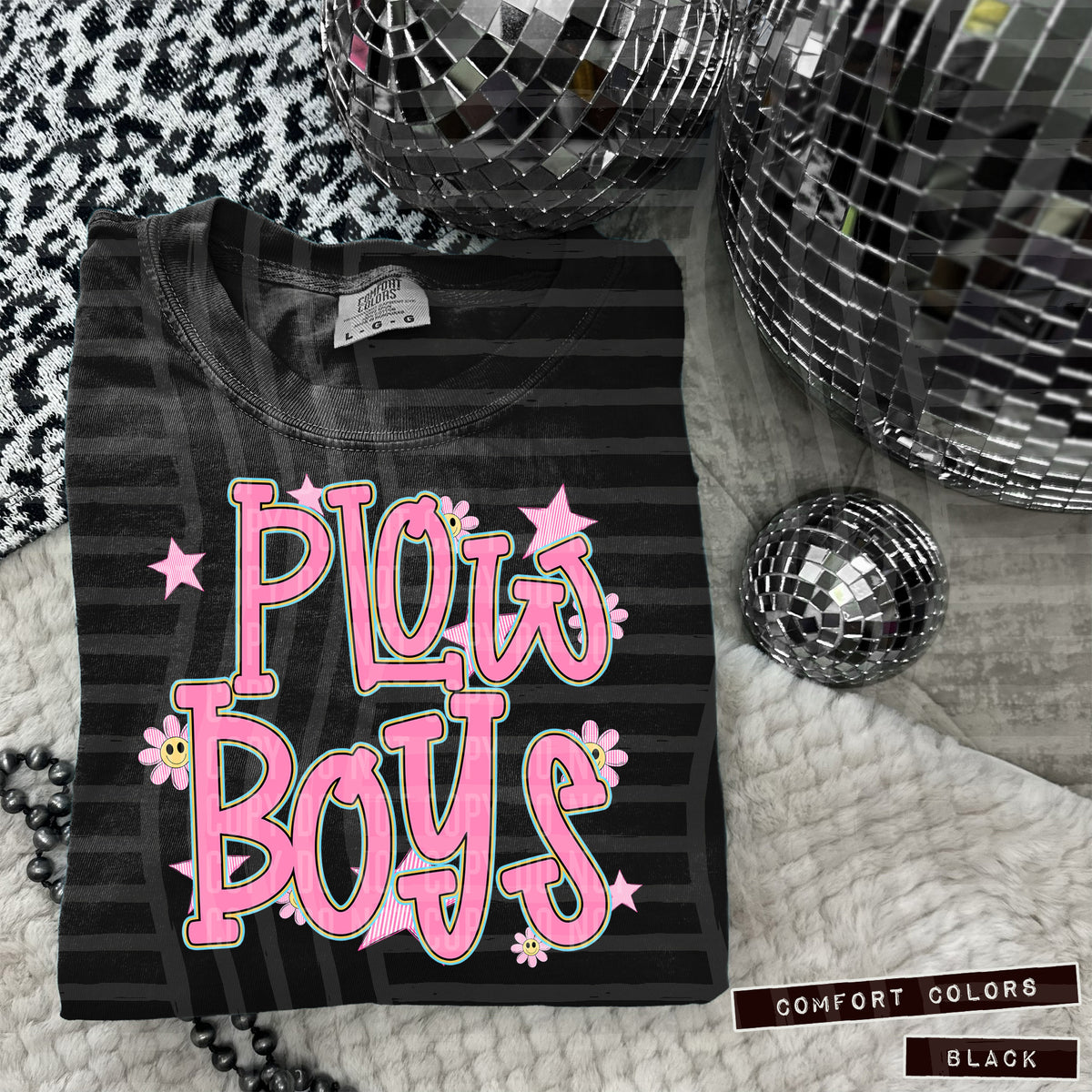 Plowboys Pink Flowers And Stars 108003 DTF transfer