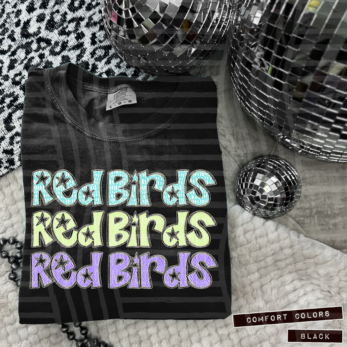 Red Birds Pastel Star Stacked (Caplinger) 101665 DTF transfer