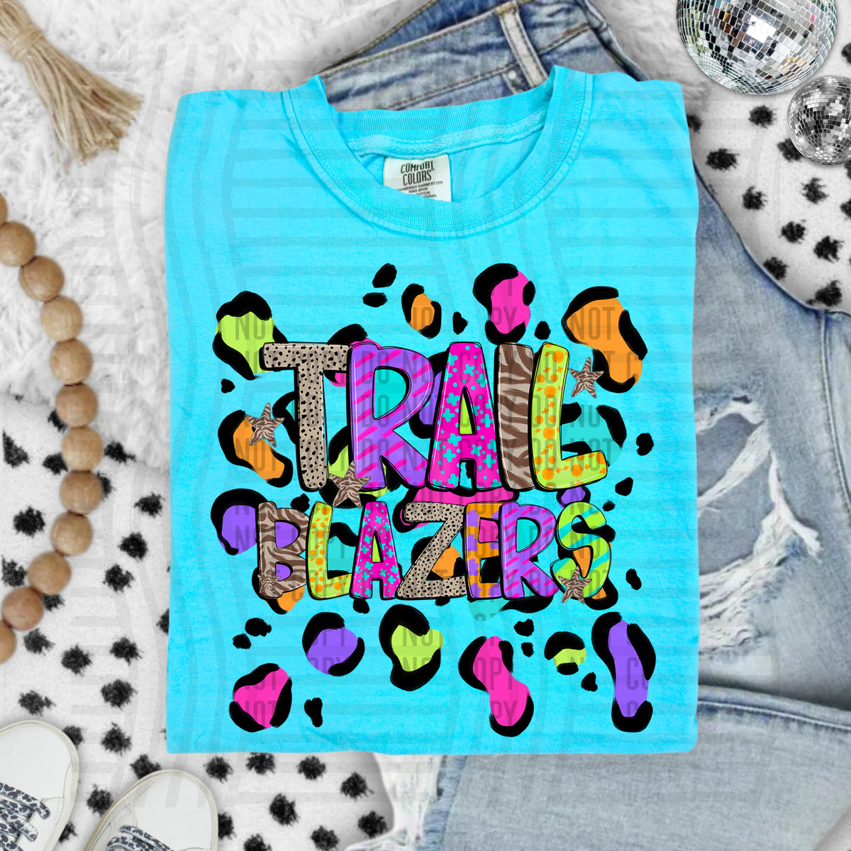 Trailblazers Funky Mix Up Leopard Mascot (Caplinger) DTF transfer