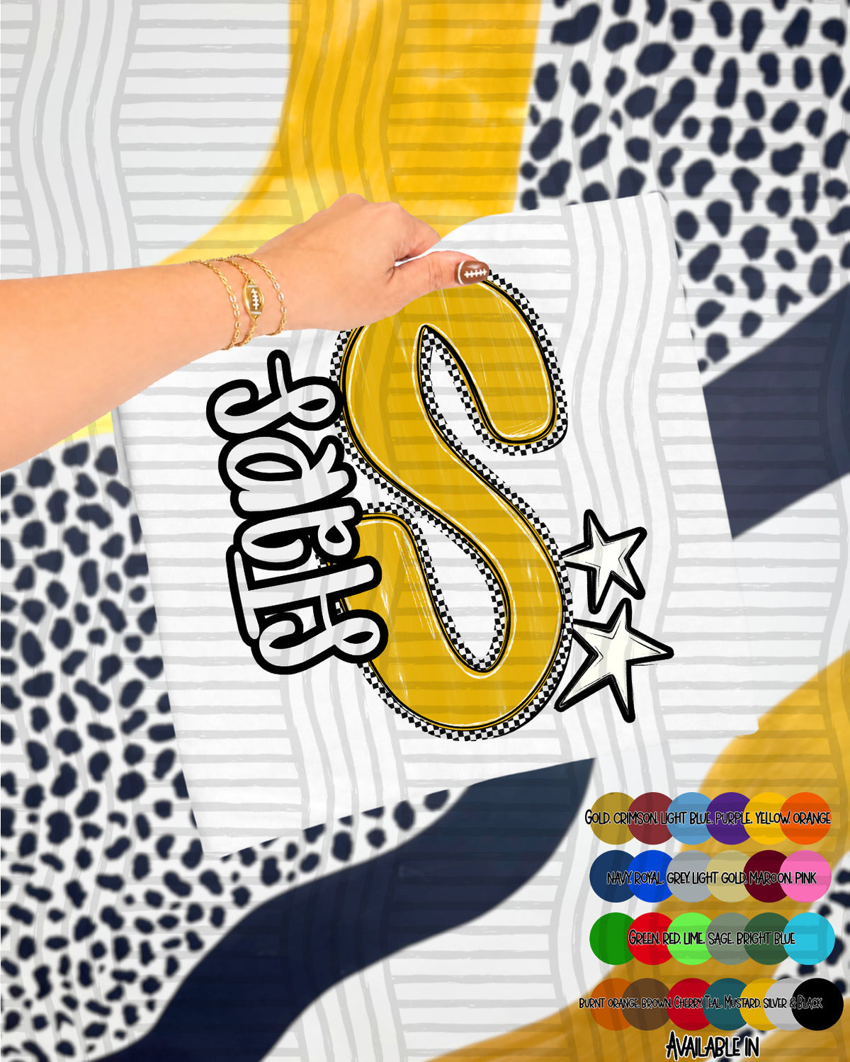Stars Checker Crush Yellow (Caplinger) DTF transfer