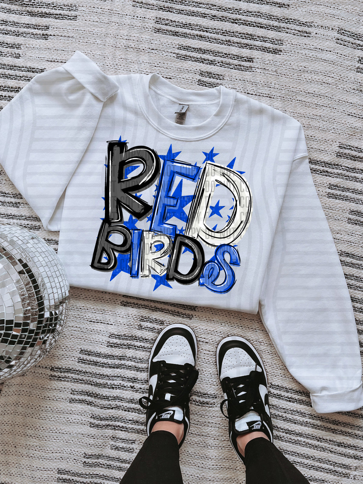 red birds black and blue with blue stars (caplinger) DTF Transfer