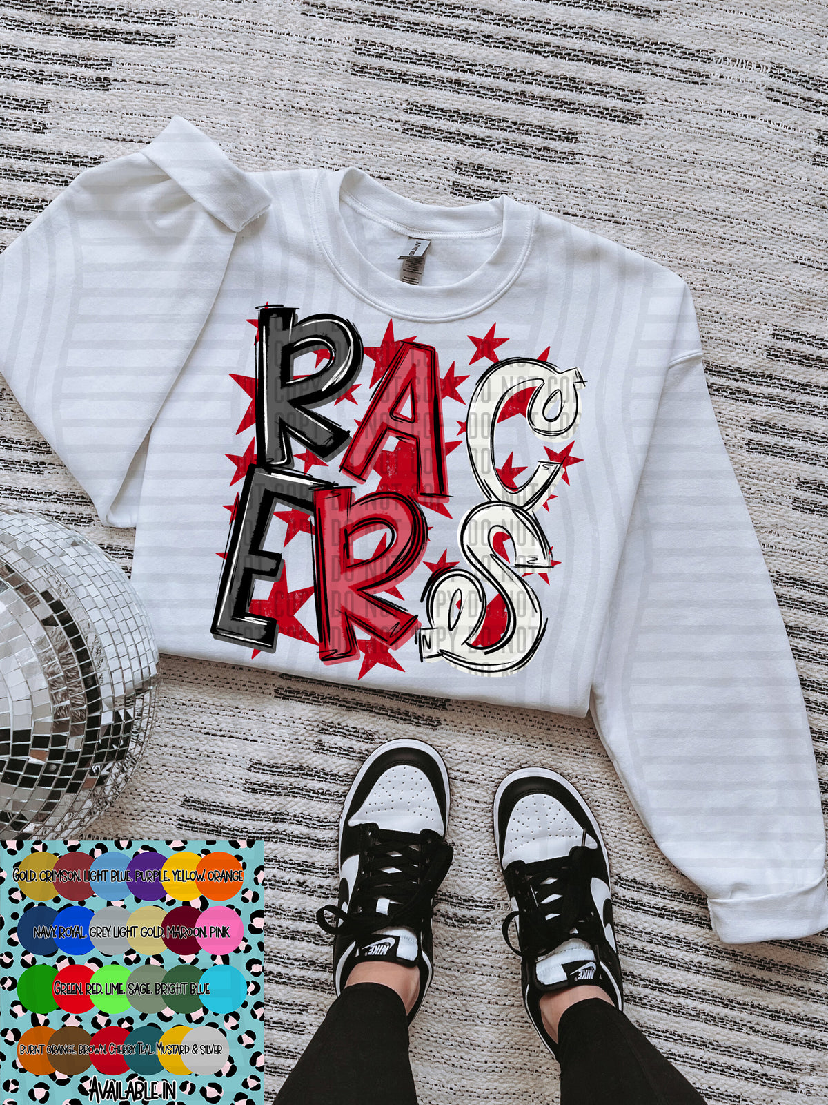 racers black white and red with red stars (Caplinger) DTF Transfer