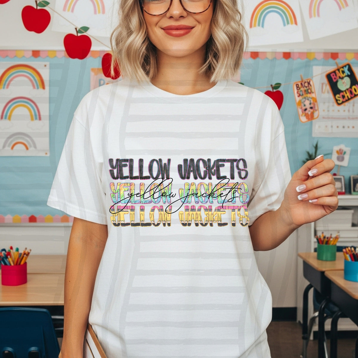 yellowjackets crayon cutie stacked (Caplinger) DTF Transfer