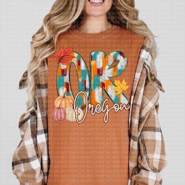 OR Oregon Fall Watercolor 59807 DTF Transfer