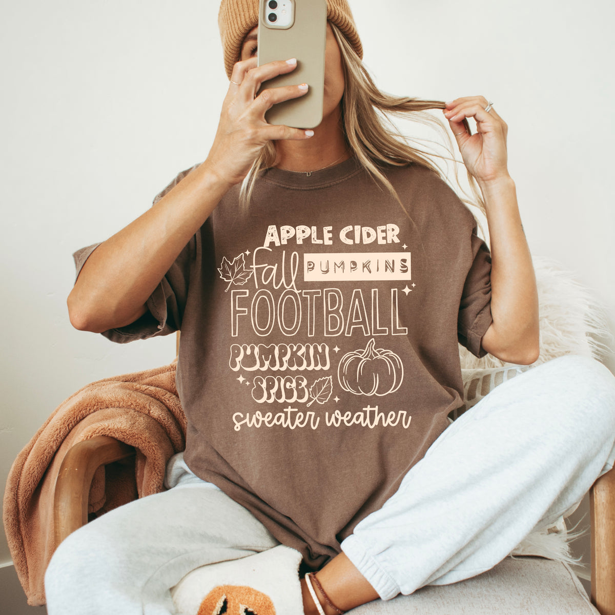 Fall things (cream) (apple cider, football) (CSC) DTF Transfer