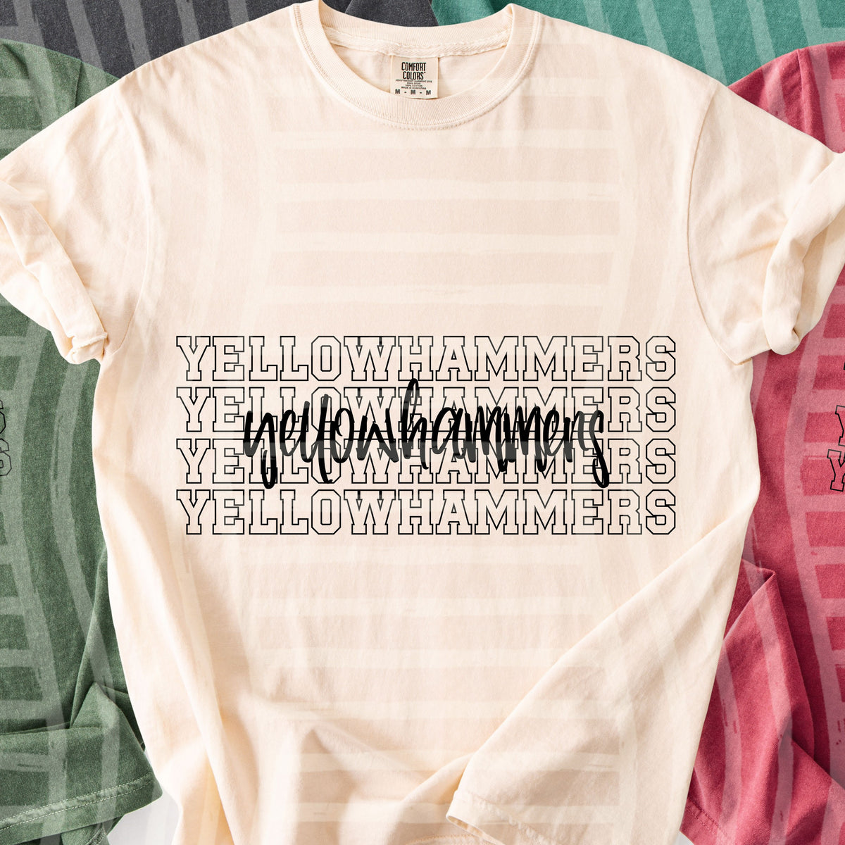 yellow hammers simple stacked outlines (Caplinger) DTF Transfer
