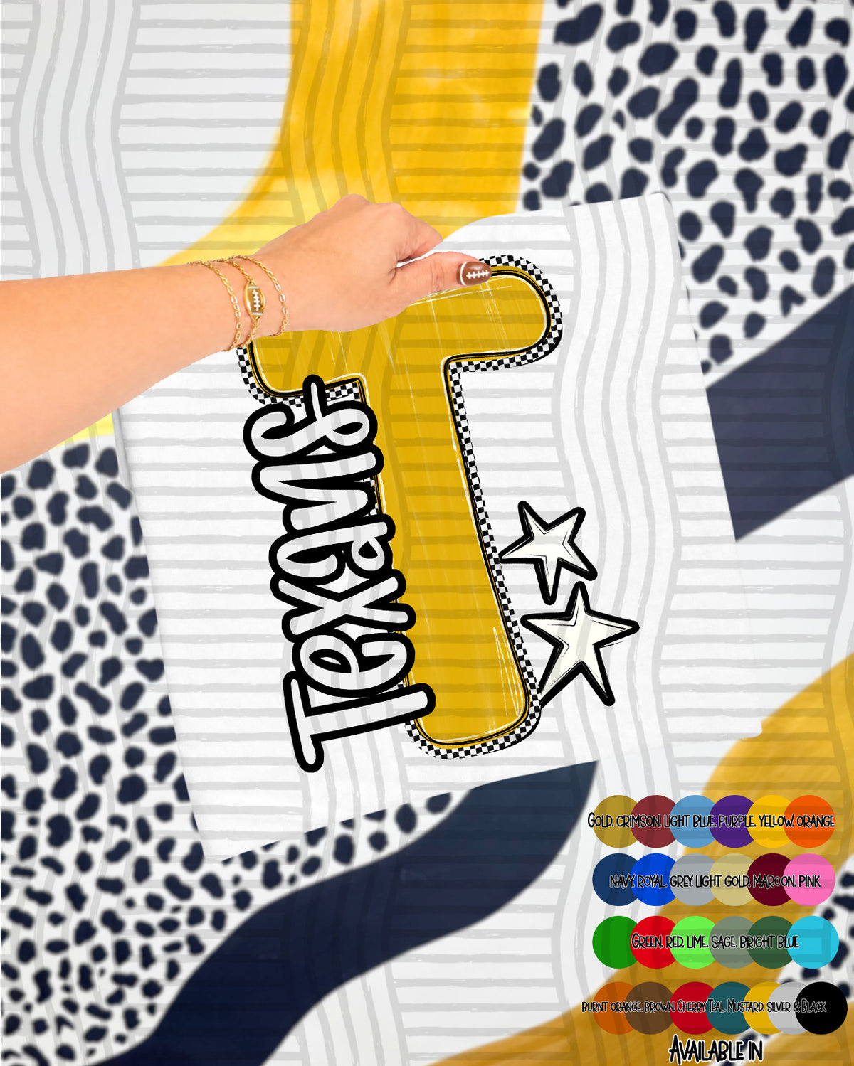 Texans Checker Crush Yellow (Caplinger) DTF transfer