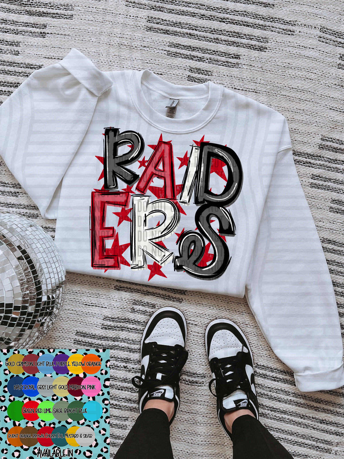 raiders black white and red with red stars (Caplinger) DTF Transfer