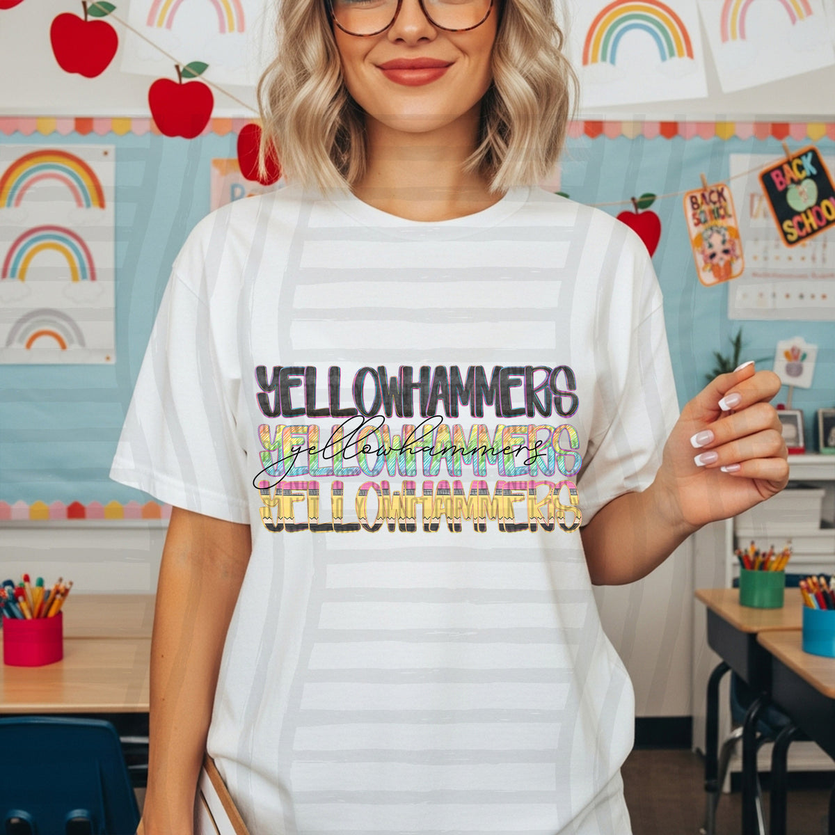 yellowhammers crayon cutie stacked (Caplinger) DTF Transfer