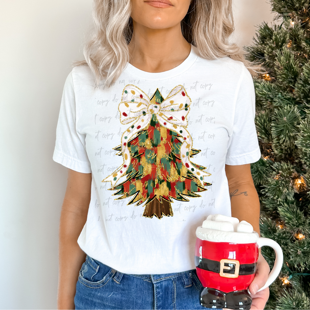 Christmas Tree With Bow 68519 DTF Transfers