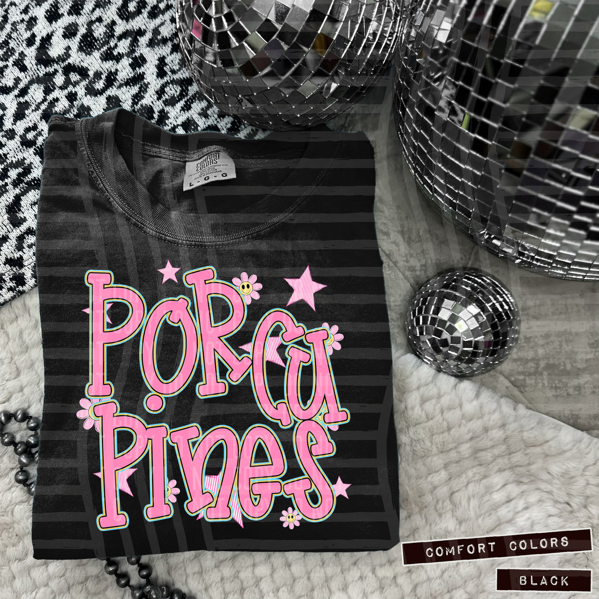 Porcupines Pink Flowers And Stars 108005 DTF transfer