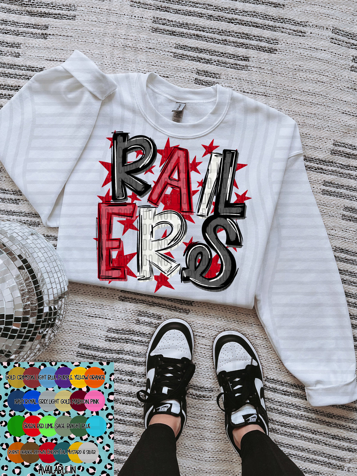 railers black white and red with red stars (Caplinger) DTF Transfer