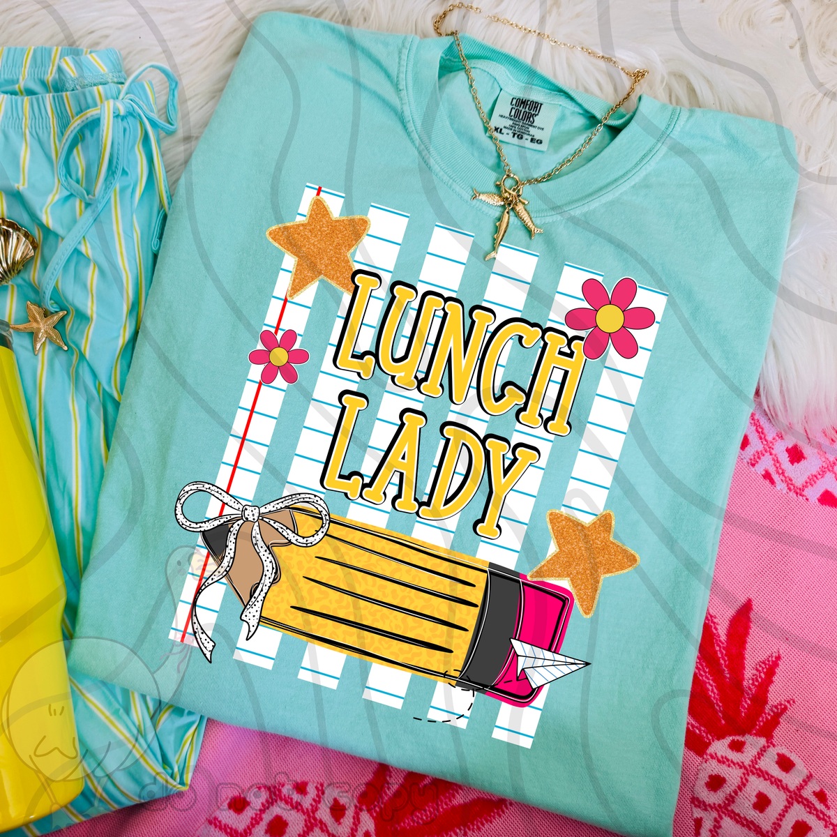 Lunch lady pencil stripes (DKD) DTF Transfer
