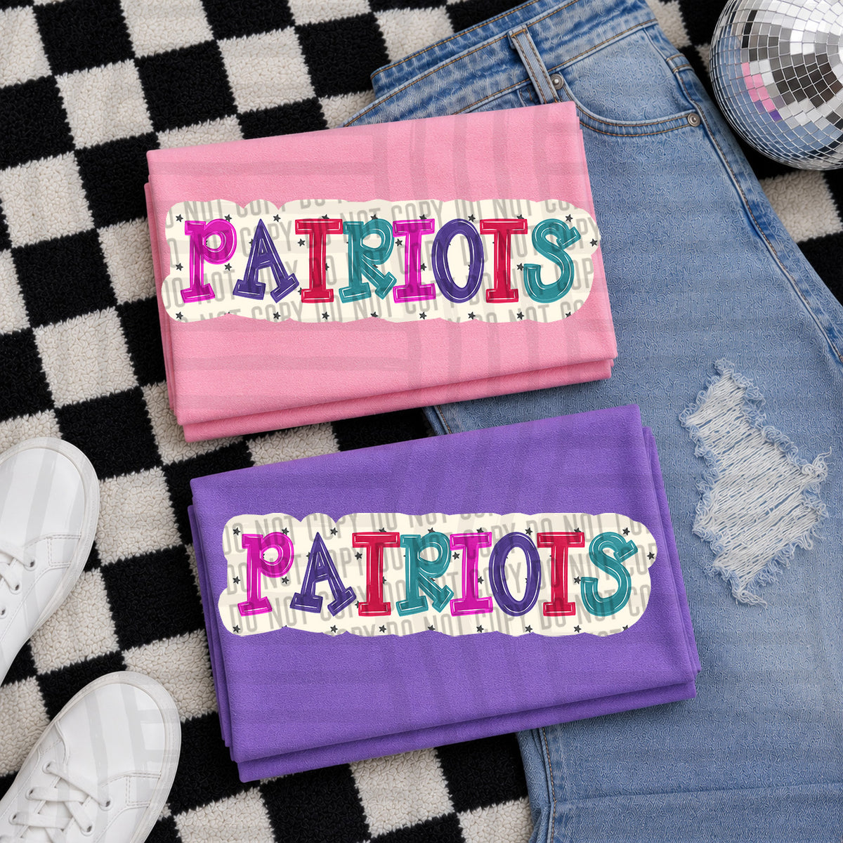 patriots bubble around letters with small stars (Caplinger) DTF Transfer