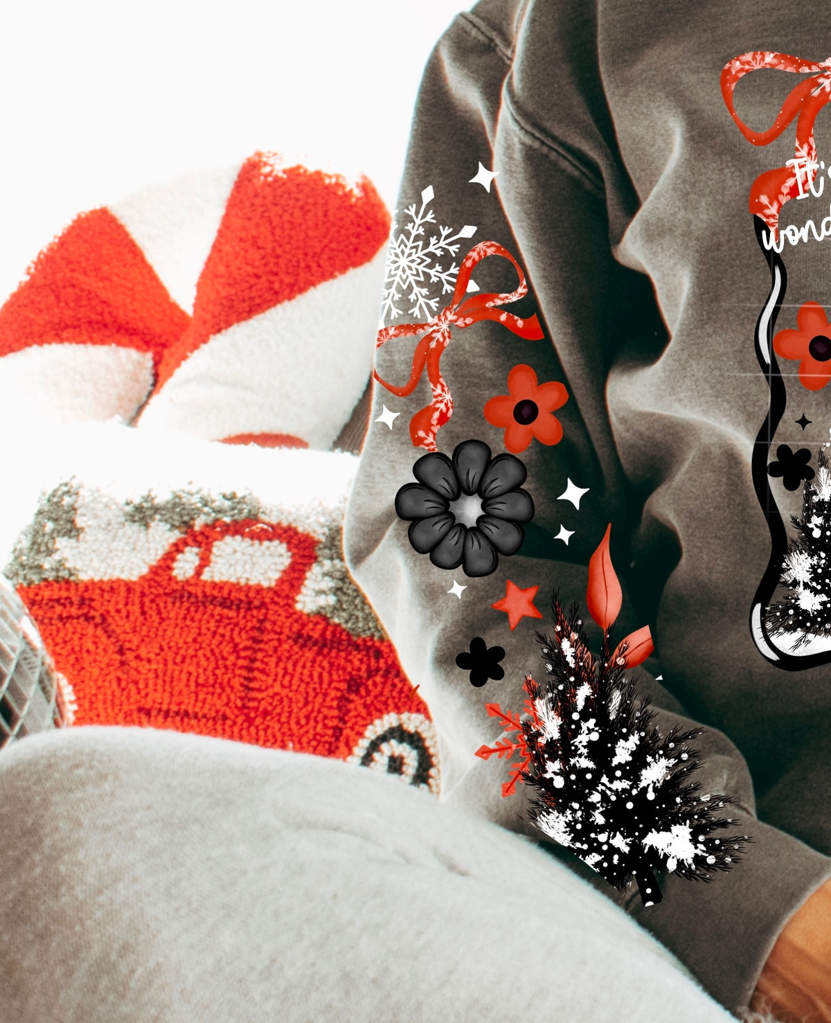 Wonderful time of the year trees and red bow (SLEEVE) (CSC) DTF Transfer