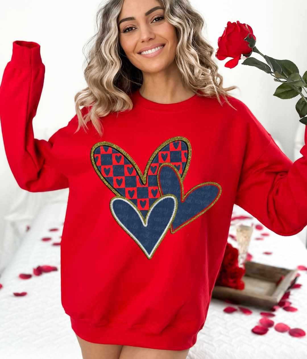 Red and black valentine hearts (C’s) 73723 DTF transfer