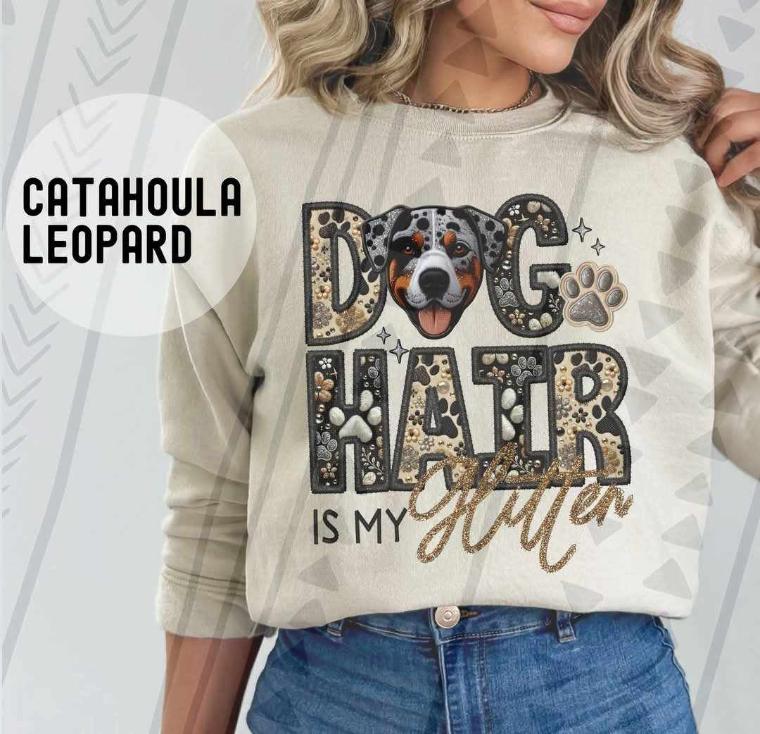 Leopard catahoula Dog hair is my glitter 79540 DTF transfer