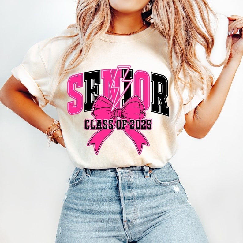 Senior class of 2025 hot pink and black 58261 DTF transfer